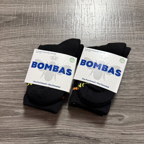 Bombas Accessories - NEW BOMBAS Crew Socks 2 Pack Black Honeycomb Arch Support Size XS Extra Small